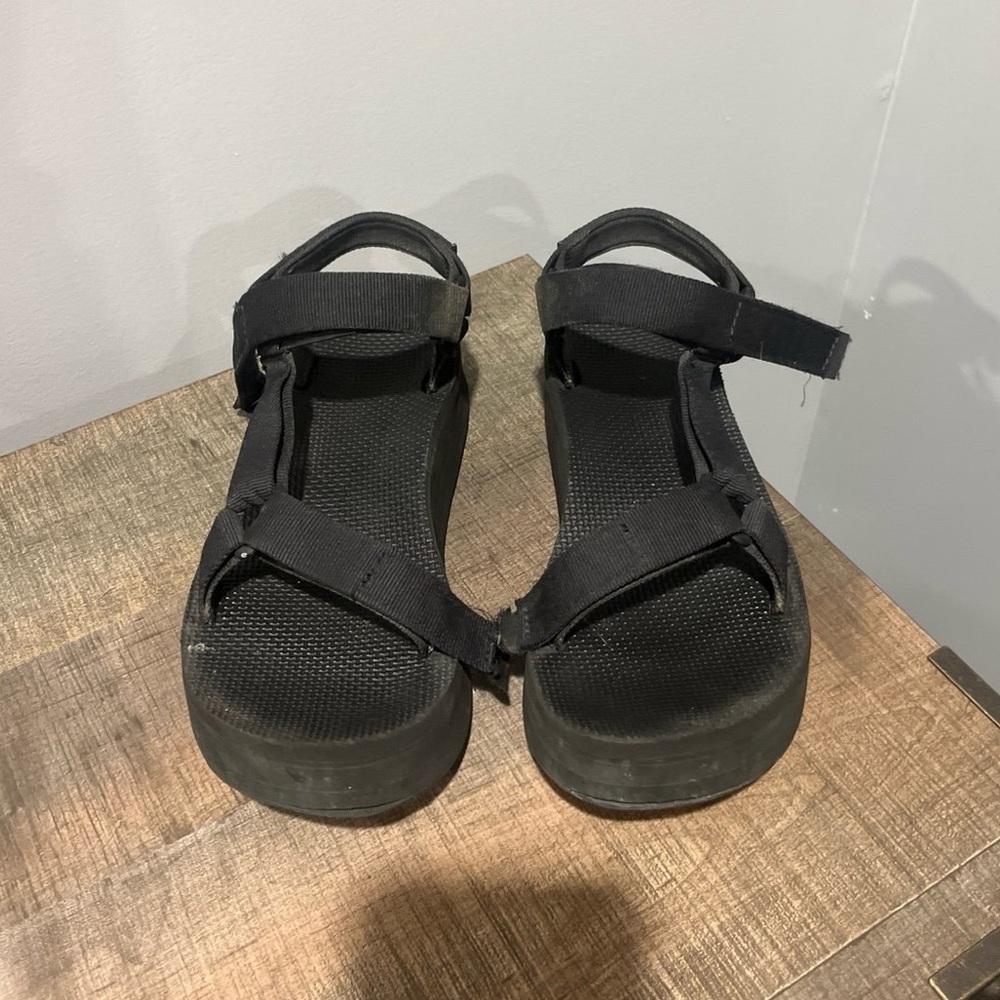 Teva Black Platform Sandals with Adjustable Straps